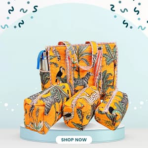 NellaiBazaar Quilted Bag Combo – 1 Tote + 3 Pouches