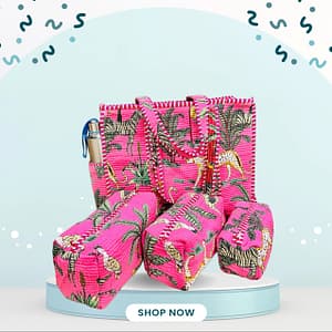 NellaiBazaar Quilted Bag Combo – 1 Tote + 3 Pouches