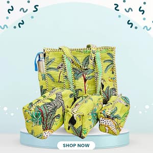 NellaiBazaar Quilted Bag Combo – 1 Tote + 3 Pouches