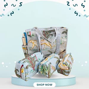 NellaiBazaar Quilted Bag Combo – 1 Tote + 3 Pouches