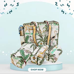 NellaiBazaar Quilted Bag Combo – 1 Tote + 3 Pouches