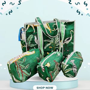 NellaiBazaar Quilted Bag Combo – 1 Tote + 3 Pouches