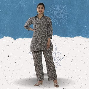Pure Cotton Hand Block Co-ord Set for Women