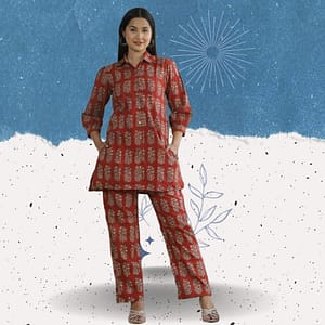 Pure Cotton Hand Block Co-ord Set for Women
