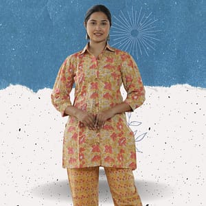 Pure Cotton Hand Block Co-ord Set for Women