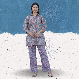Pure Cotton Hand Block Co-ord Set for Women